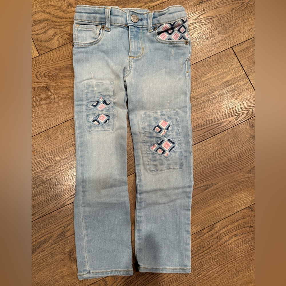 GAP Girls Light Blue Skinny Jeans with Embroidery Details